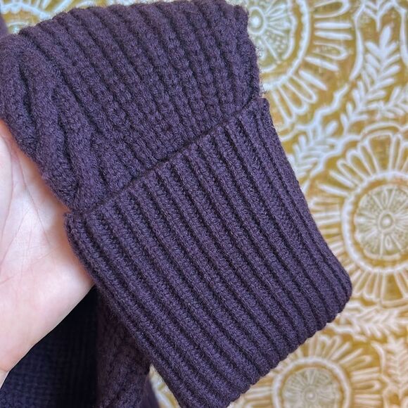 NWT PAIGE Lorilee Turtleneck Cable Knit Wool Blend Sweater in Dark Sangria sz M - Picture 9 of 12